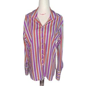 Liz Logie ~Women’s Size 12 ~ Pink/Purple/Green (Color Blocks) Long Sleeve Blouse